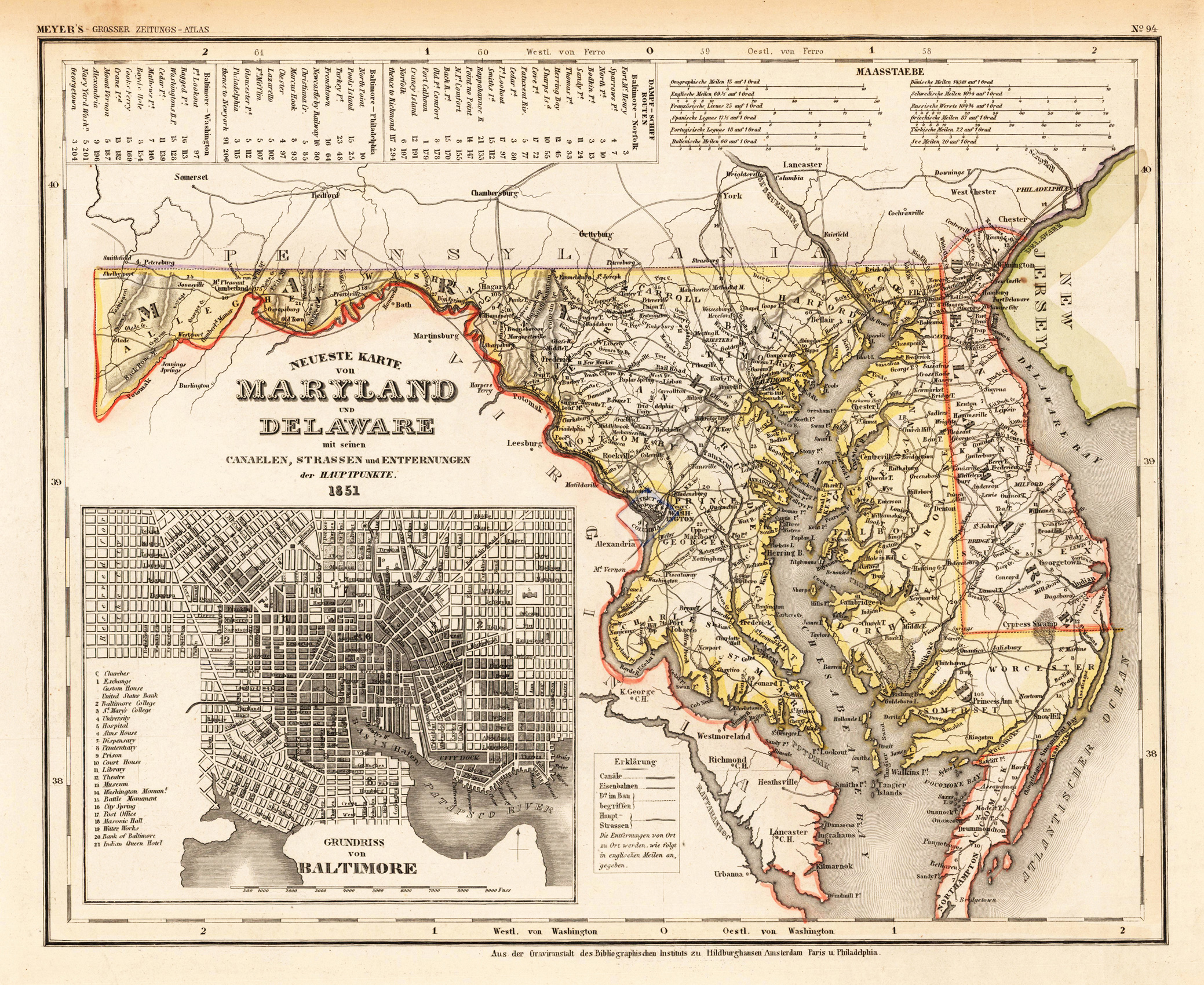 25653 | Meyer, Joseph | Neueste Karte von Maryland und Delaware mit