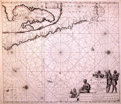 Pascaert van de Costa de Antique Pascaert van de Costa de Caffres, Tusschen Cabo Negro en Cabo de Bona Esperanca.