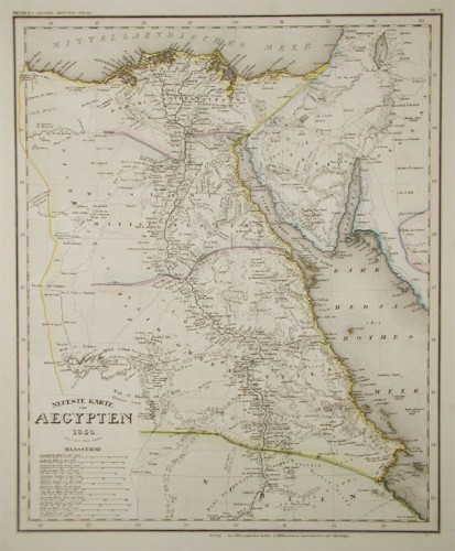 Neueste Karte von Antique Neueste Karte von Aegypten 1844. Entw. u. gez. v. Hauptm. Radefeld.