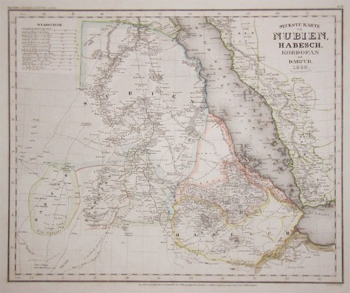 Neueste Karte von Nubien, Antique Neueste Karte von Nubien, Habesch, Kordofan und Dafur.
