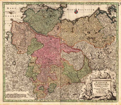 Saxoniae Inferioris Antique Saxoniae Inferioris Circulus juxta Principatus et Status suos accurate delineatus cura et stilo Matthaei Seutteri, S.C.M. Geogr. Aug.