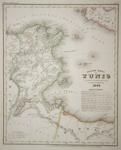 Neueste Karte von Tunis Antique Neueste Karte von Tunis nach den besten Quellen entworf. und gez. vom Hauptm. Radefeld.