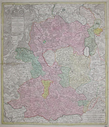 Episcopatuum Antique Episcopatuum Monasteriensis Et Osnabrugensis Ut Et Comitatuum Bentheim, Teclenburg, Stenford, Lingen, Diepholt, Delmenhorst, Rietberg etc. etc. novissima et accuratissima Designatio cura et sumptibus Matthaei Seutteri, S.C. Et Reg. Cathol. Majest. Geogr. Augustae Vindel.